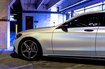 Car Wrapped with Satin Flip Ghost Pearl Wrap