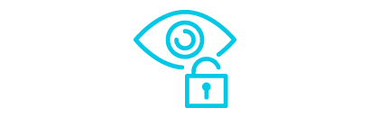 Icon of eyeball with padlock to indicate security risk
