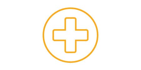 Orange plus icon in circle
