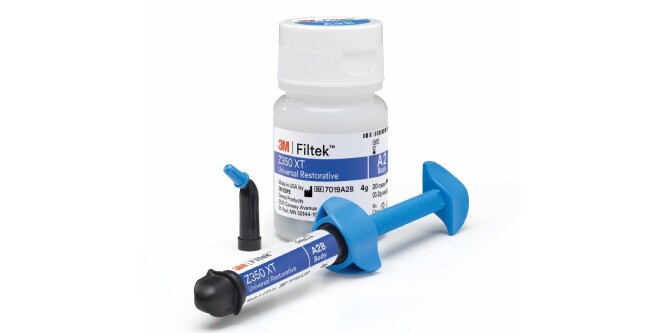 3M Filtek Supreme Ultra Universal Restorative bottle, syringe and capsule

