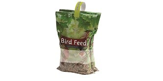 Image of two plastic pouches of bird feed attached by a 3M™ Carry Handle
