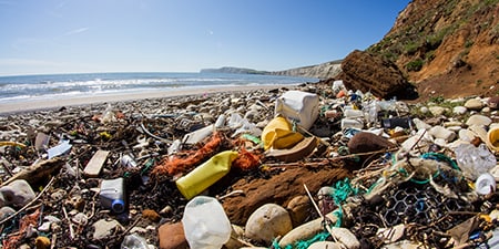 Beach full of plastic waste
