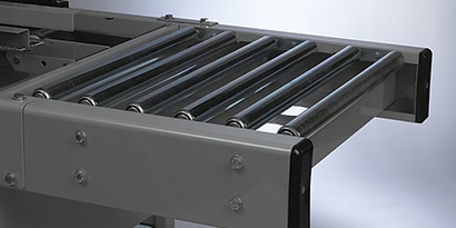 Image of a conveyer belt extension attached to a 3M-Matic™ Case Sealer
