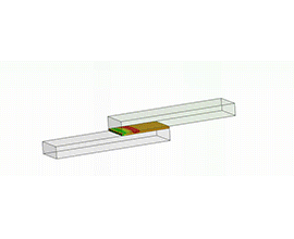Animation showing stress modeling on a bonded assembly as shear stress is applied and relaxed