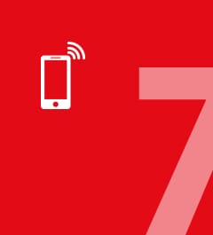 紅底手機訊號圖示與白字資訊及淡粉七號呈現