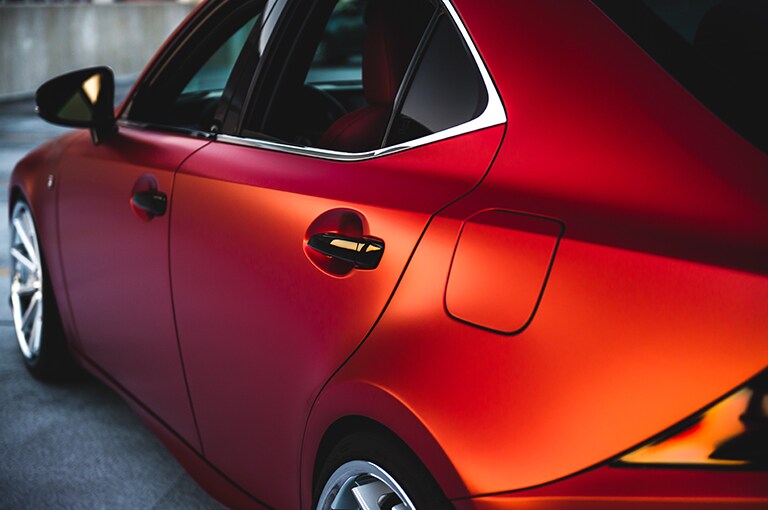 Car Wrapped with Satin Vampire Red Wrap
