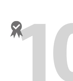 白底淡粉10與白色保固圖示，標示原廠五年保固資訊呈現