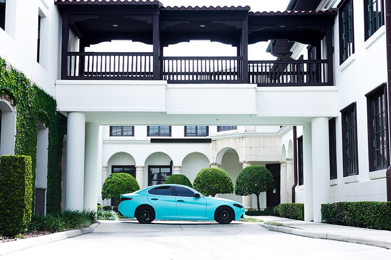Car Wrapped with Satin Key West Wrap
