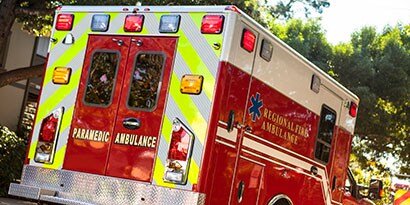 Reflective tape on emergency vehicle
