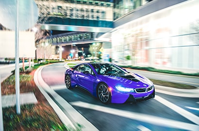 Car Wrapped with Gloss Plum Explosion Wrap