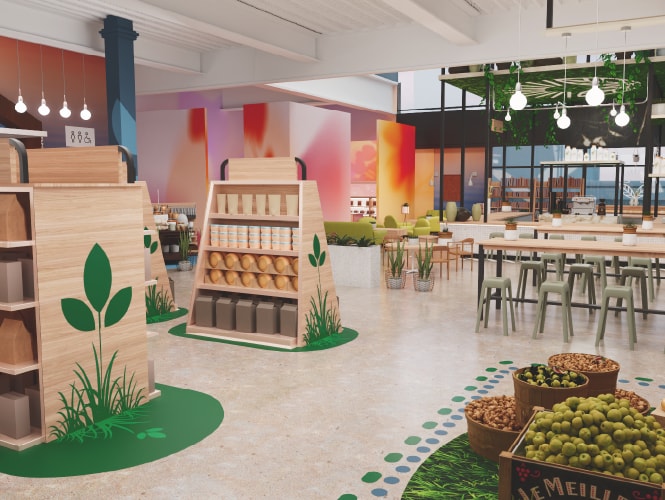 採用3M彩繪膠膜的寬敞店內空間。
