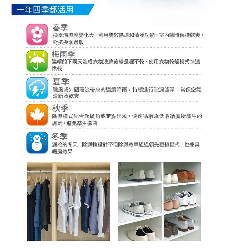 一年四季都活用的空氣清淨除濕機