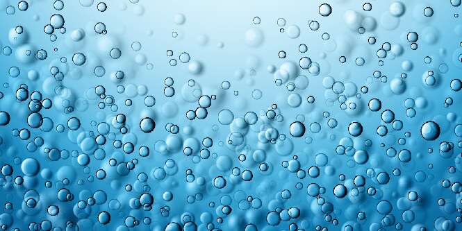 digital rendering of gas bubbles floating on a blue background
