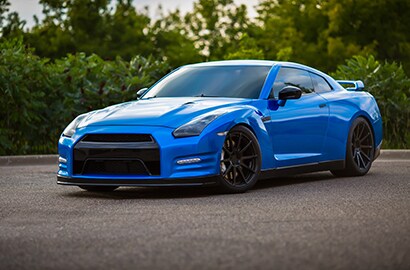Car Wrapped with Gloss Blue Fire Wrap