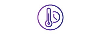 背景為鐘面的溫度計圖示，代表著烘烤循環的溫度與時間。
