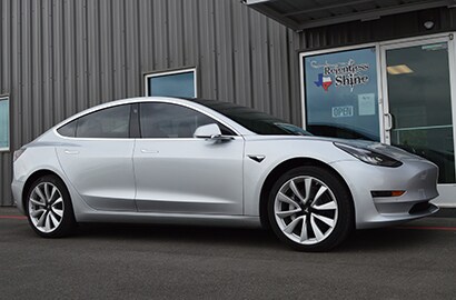 white car covered with 3M paint protection film