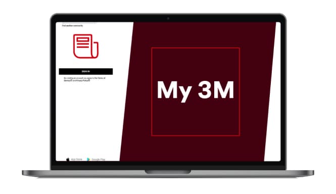 一台在螢幕上顯示 My 3M 應用程式的筆記型電腦。
