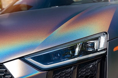 Car Wrapped with Satin Flip Psychedelic Wrap
