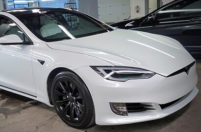 white car covered with 3M paint protection film