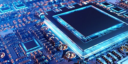 Photo of Semiconductor circuitry in the semiconductor manufacturing process.
