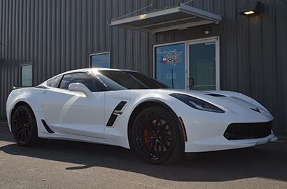 white car covered with 3M paint protection film