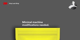 Video still of a closed yellow pouch with the words “Minimal machine modifications needed”
