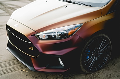 Car Wrapped with Satin Flip Volcanic Flare Wrap