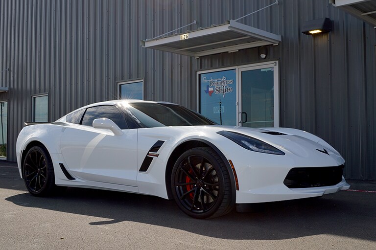 white car covered with 3M paint protection film
