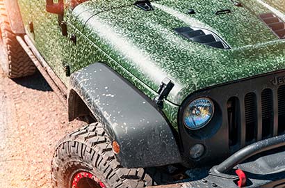 Car Wrapped with Military Green Wrap