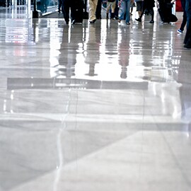 Reflective high-traffic lobby floor.