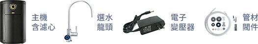 3M™ PW3000 智選純水機：內容物-主機含濾心、選水龍頭、電子變壓器、管材閥件