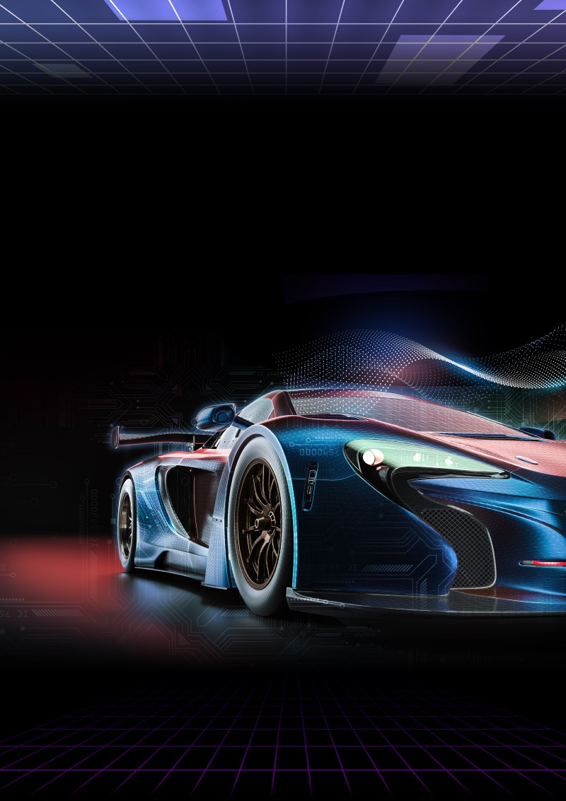 3M極奈米汽車隔熱紙形象圖，跑車與產品亮點展示效果視覺設計強調品質與防護特性提升駕乘體驗之專業呈