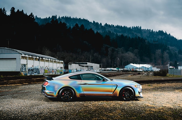 Car Wrapped with Gloss Flip Psychedelic Wrap

