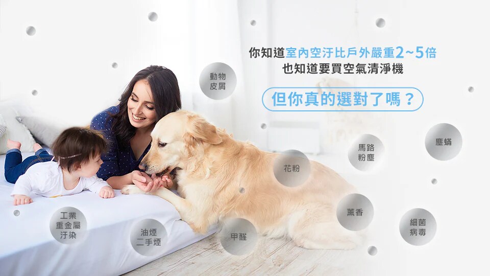 3M™ 淨呼吸™ 智淨型空氣清淨機 FA-B200DC-內空汙比戶外嚴重2~5倍，甲醛、塵螨、油煙二手煙、薰香、花粉、動物皮屑、細菌病毒、馬路粉塵、工業重金屬汙染