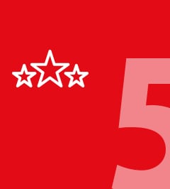 紅底廣告含白星與粉紅5並標示耐用與色穩特性