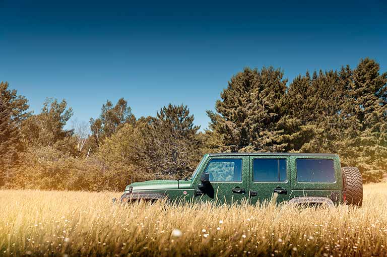 Car Wrapped with Military Green Wrap
