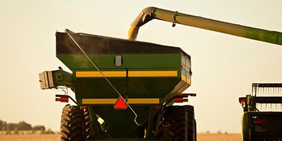 Reflective tape on farm equipment
