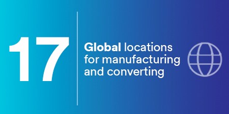 17 global locations for manufactruing and converting
