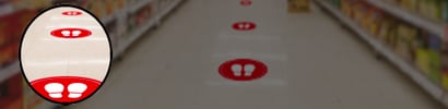 icon with floor graphics for social distancing
