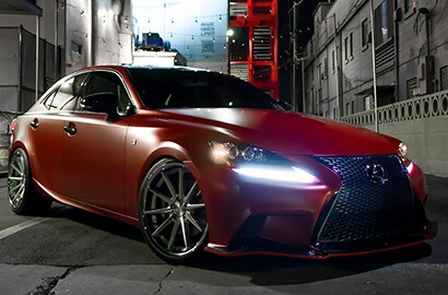 Car Wrapped with Satin Vampire Red Wrap