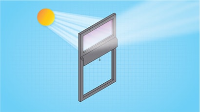 3M™ 日照導光膜如何作用:自然光會被引導至天花板,讓光線可透入室內空間深處。